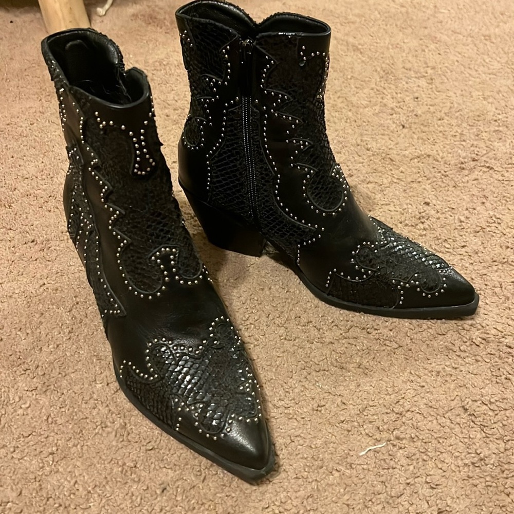 Black studded ankle boots